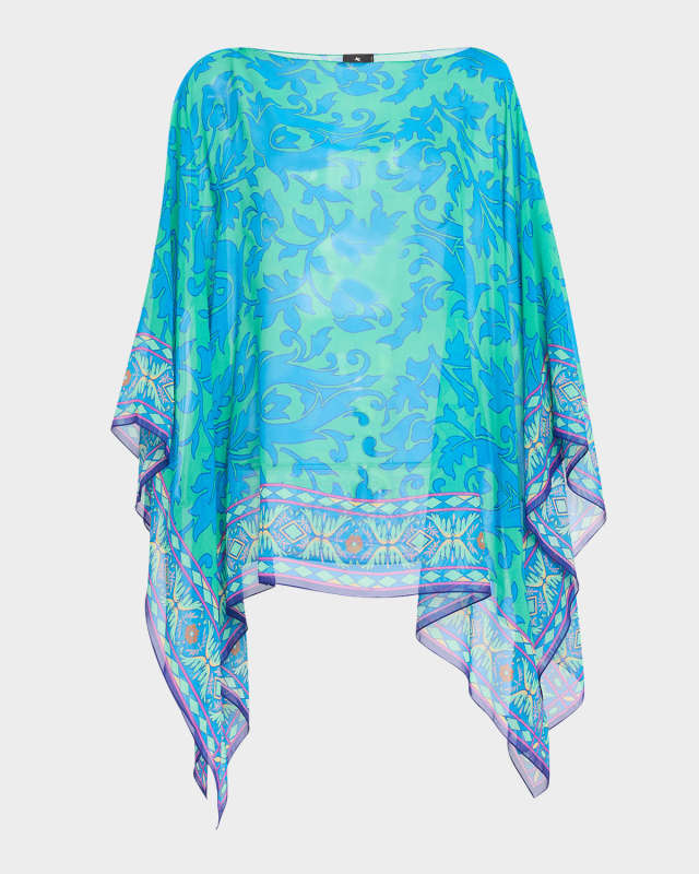 Tile Border Print Poncho